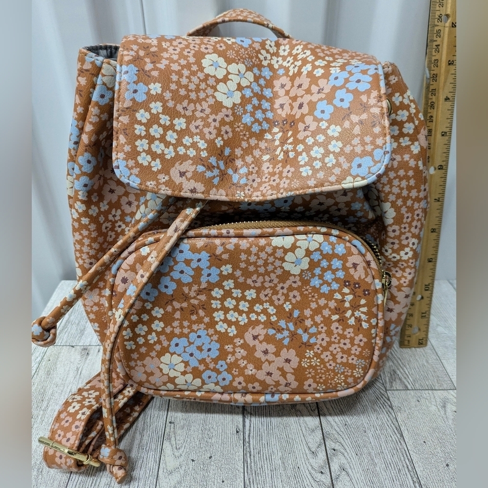 Wild Fable Floral Backpack in Brown and Blue